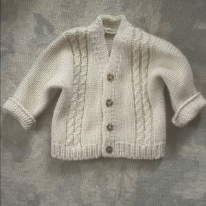 Classic Knit Button-Front Kids Sweater in Cream